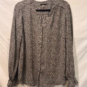 Tahari Animal Print Blouse - Black and Brown
